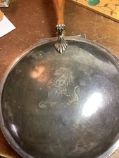 MT107 Antique Sheffield Silver Plated Silent Butler Crumb Catcher Wood Handle