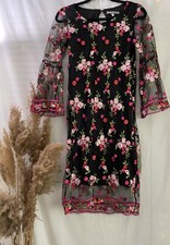 Midi Long Sleeves Embroidered Floral Dress