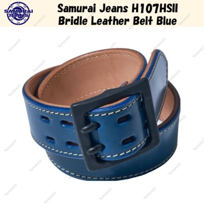 Samurai Jeans H107HSII Bridle Leather Belt Blue | eBay