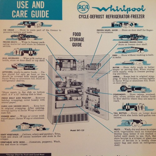 Vtg 1950's RCA Whirlpool Cycle-Defrost Refrigerator-Freezer Use and Care Guide - Afbeelding 3 van 6