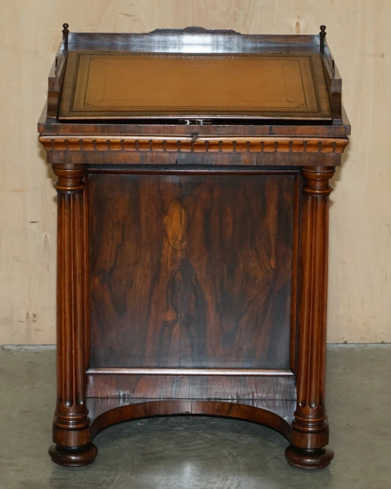 ANTIQUE ORIGINAL REGENCY CIRCA 1810-1820 ROSEWOOD BROWN LEATHER DAVENPORT DESK — 第 2/4 张图片