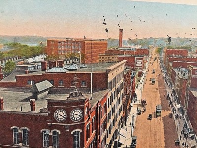 Postcard Essex St., Looking West from Bay State Building, Lawrence, MA ...