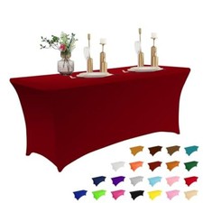 6FT Table Cloth for Rectangular Fitted Events Stretch 6 Ft - 1 Pc Burgundy