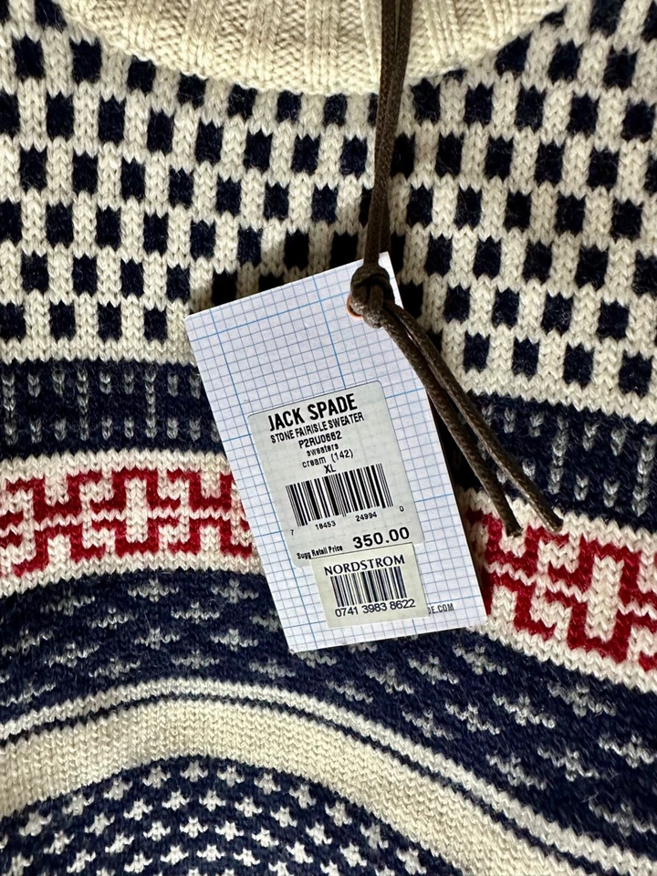 Jack Spade Ski Red/White/Blue Pullover Wool Sweater NWT Mens XL - Image 3 of 4