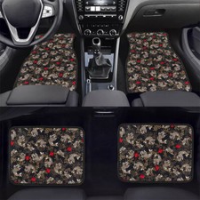 4Pcs JDM Sakura Black Koi Fish Fabric Floor Mats Interior Carpets Universal
