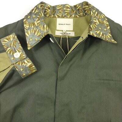 $765 Nicholas Daley Cotton & Silk Jacquard Green Field Jacket Mens Size Large
