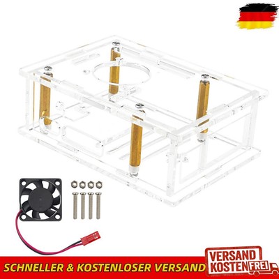 Für Raspberry Pi 5 Acrylgehäuse Schutzhülle mit Lüfter (Modell B)