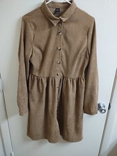 Emery Rose Size L Camel Rustic Mini Dress Long Sleeve Button Front New#9331