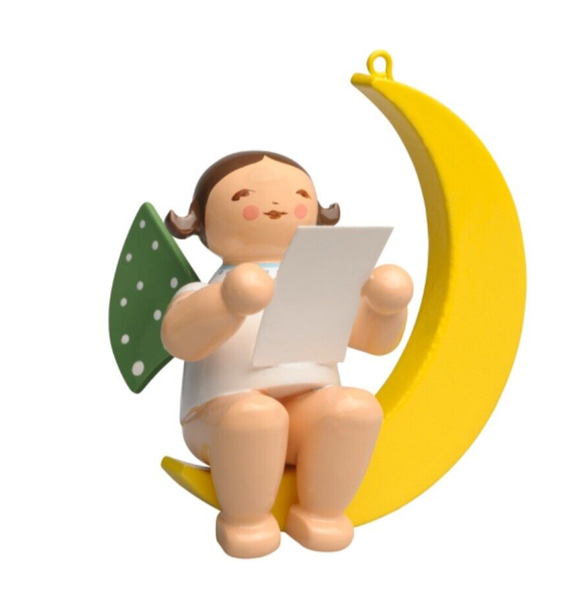 Wendt & KüHn Christbaumengel Mit Notenblatt Im Mond 650/80/12 Advent Weihnachten-image