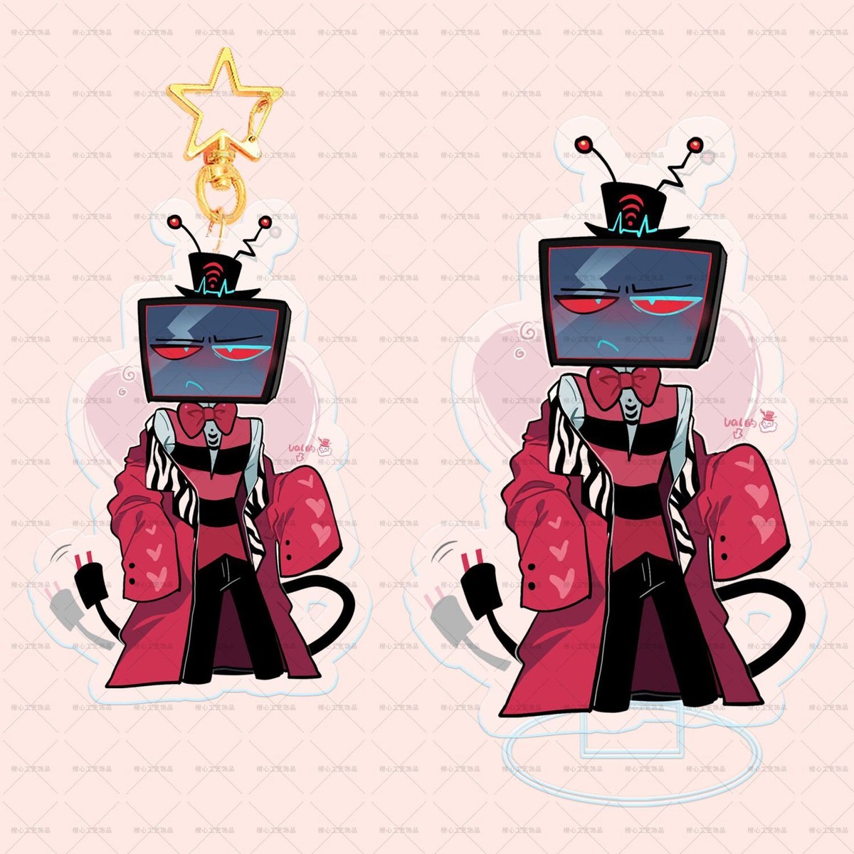 2PC Hazbin Hotel Voxal Acrylic Stand & Keychain Pendant Figure