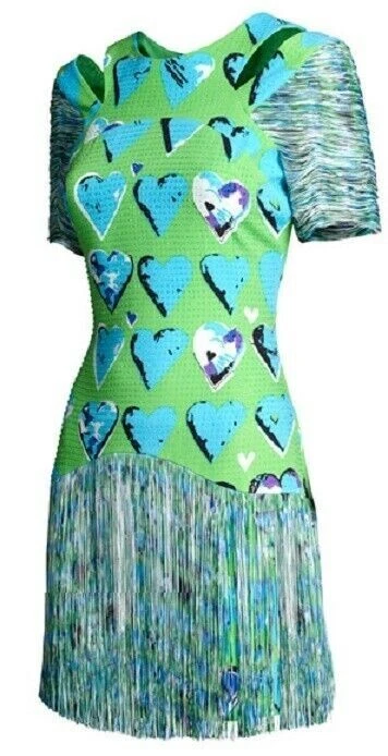 ABITO DA 20 VERSACE H&M HEART FLAPPER FRANGE ART DECO UK 8 EU 34 US 4 PICCOLO NUOVO CON ETICHETTE