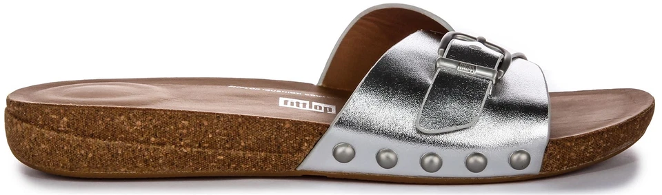 Fitflop Iqushion Ajustable Bukle Metálico Sandalia De Mujer Plata UK 3 - 8 - Imagen 2 de 4