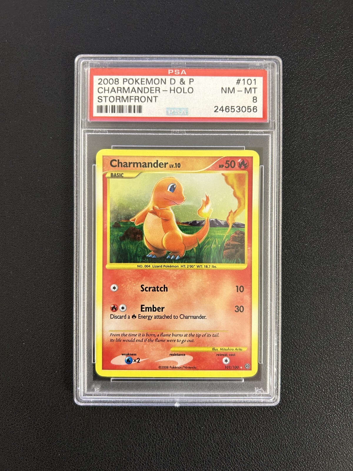 2008 Pokemon Stormfront Charmander Holo Diamond & Pearl #101 - PSA 8 NM-MT