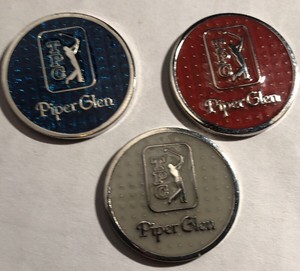 3 New Tpc Piper Glen Gel Filled Golf Ball Markers Sharp Red