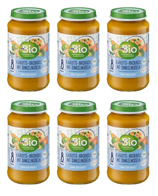 6 x 220g | dmBio Menü Karotte-Brokkoli mit Dinkelnudeln ab dem 8.Monat, Demeter
