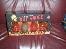 VICIOUS & DELICIOUS 4 PACK SKELETON SKULL HEAD HOT SAUCES 4 PACK