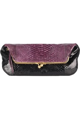 DEVI KROELL LILA PYTHON CLUTCH