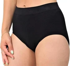 1X BLACK Ladies Briefs Womens Seamless High Waist Stretch Soft Comfort Knickers