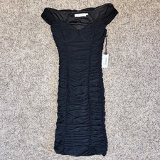 ASTR The Label Bradbury Dress Black Ruched Off-the-Shoulder Mini ACDR101007 S
