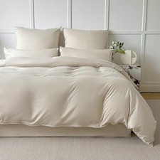 Duvet Cover Queen Size 3 Pieces Set Beige Ultra Soft Fluffy Bestouch Breathab...