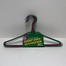 NEW Vintage Drip Dry Hangers Metal PVC Coated 12 pack Red Green Blue Standard