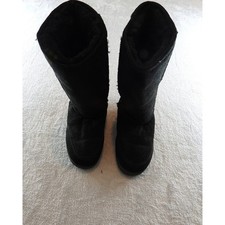 Bearpaw Womens Black Suede Sheepskin Tall Boots Size UK 6