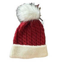 Christmas Knitted Beanie Winter PomPom Hat Red and White T14