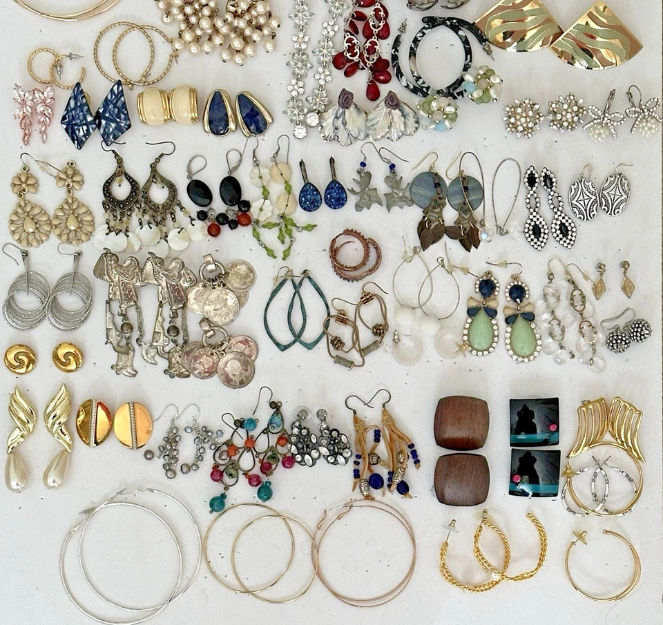 Grande Lote de Brincos Perfurados 60 Pares Todos os Tipos Contas Esmaltadas Argolas Penduradas #257 - Imagem 3 de 4