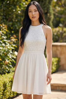 Lulus NEW Love Poem Lace Sleeveless Mini Dress Size Small White