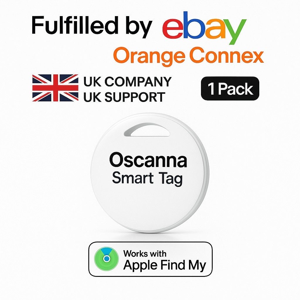 Oscanna Tracker for Apple Find My iPhone – AirTag Compatible Key Finder White