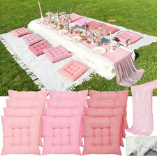 Extra Large Outdoor Picnic Blanket with Table Runner and Floor Pillow Cushion fo