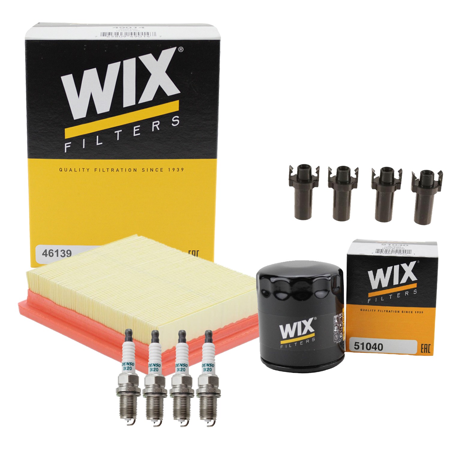 Wix Tune Up Kit Denso 4 Spark Plugs  Coil Boots Kit for Beretta 2.3L L4 DOHC FI