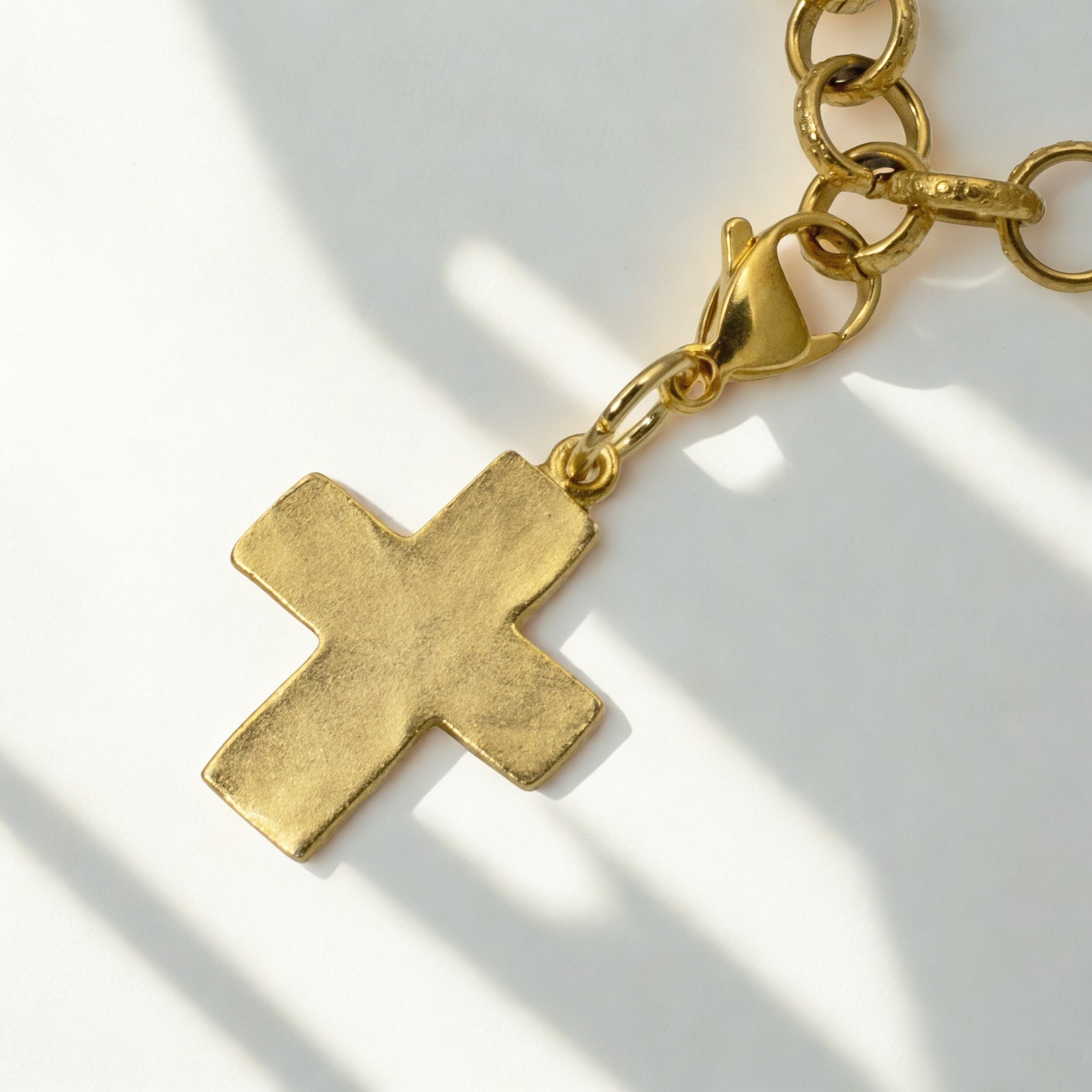 Gold Cross Clip-On Charm: 24k Plated Religious Pendant Purse Bag Accessory 1.75"