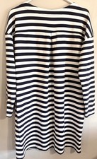 Belle by Kim Gravel Women's ScubaLuxe Dress Pockets Blue White Stripe Size L P