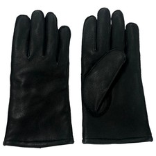 Mens Black Deerskin Leather Gloves Fleece Lined