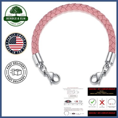 Hypoallergenic Interchangeable Medical ID Bracelet Chain - Pink Leather Style
