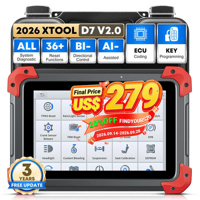 2026 XTOOL D7 V2.0 Bi-directional OBD2 Diagnostic Tool All System Coding Scanner