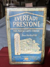 Vintage Eveready Prestone Anti-Freeze 1 Gallon Can Gas Station Advertising