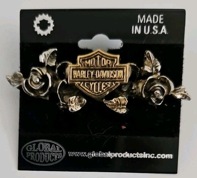 New HARLEY DAVIDSON Shield Surrounded by Roses PIN  BEAUTIFUL Made in USA