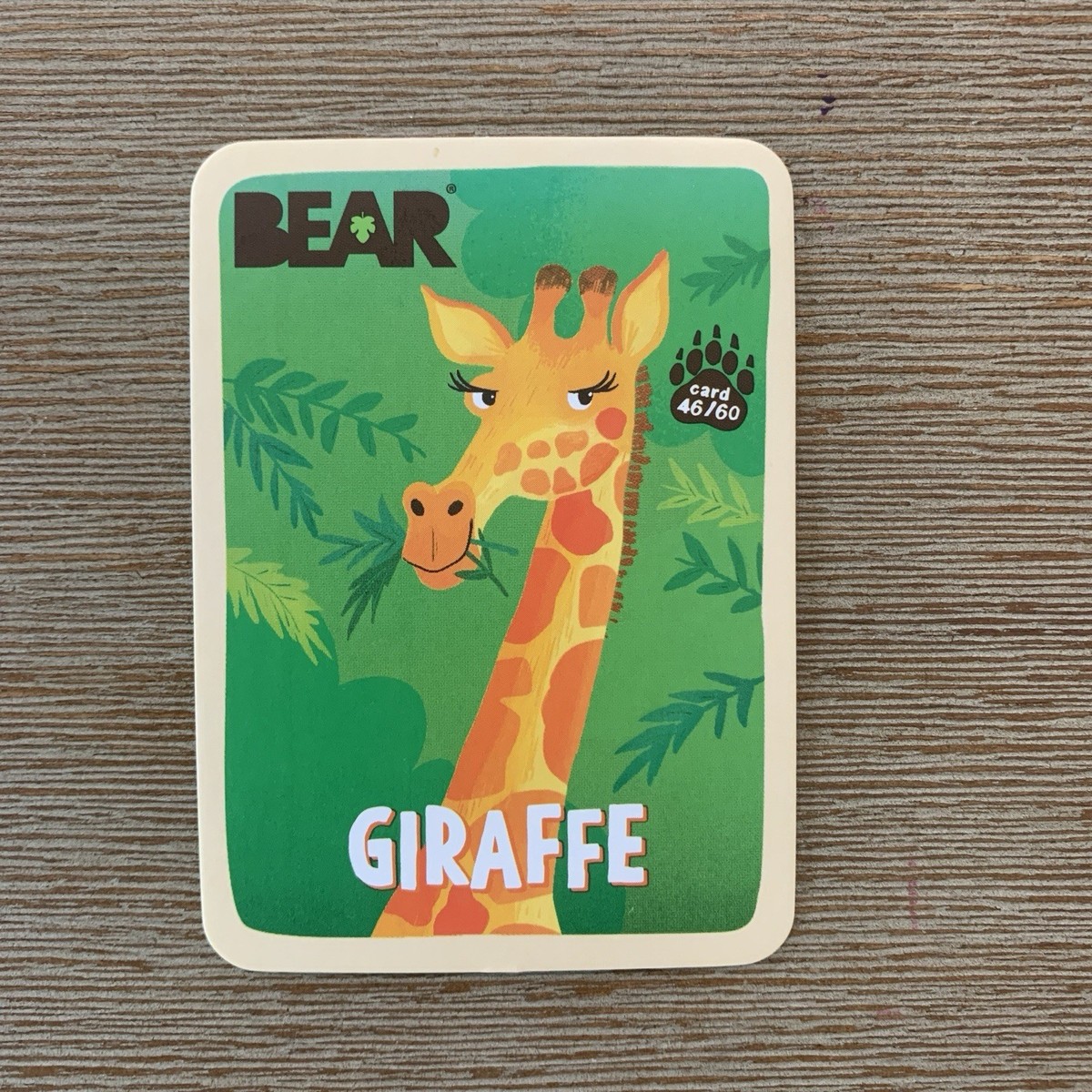 Giraffe #46/60 Bear Fruit Roll Cards Kids Collectible Animal