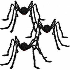 3 Pack 5 FT Halloween Spider, Giant Spider Halloween Decorations, Large Black...