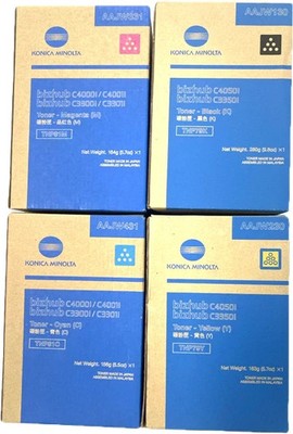 Set of 4 GENUINE KONICA MINOLTA AAJW130 Black 230 Yellow 331 Magenta 341 Cyan