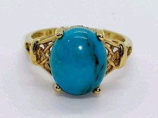 9ct Gold Turquoise Ring Fully Hallmarked Size K 1/2