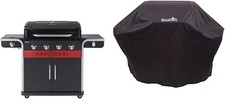 4 Burner Hybrid Gas Charcoal BBQ Grill Outdoor Barbecue + Weatherproof Cover