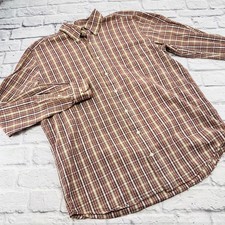 Eddie Bauer Mens Large Tall Plaid Relaxed Fit Button Down Shirt Cotton