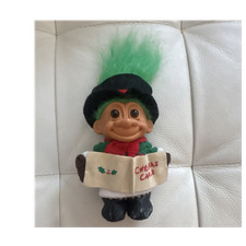 Russ Troll Doll Christmas Caroler Green Hair Holiday Outfit