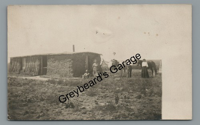 #ad RPPC Frontier Great Plains SOD HOUSE Homestead Real Photo Postcard 1 $34.99