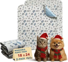Washable Pee Pads for Dogs, 2 Pack Reusable Puppy Pads, Absorbent Whelping Pads 