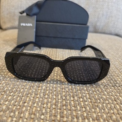 PRADA Symbole PR 17WS 1AB5S0 49-20 Black Dark Grey Sunglasses Case Box Unisex