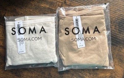 2-PACK SOMA VANISHING EDGE HIPSTER PANTIES~ HEATHER ECRU/WARM AMBER LARGE